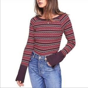 We The Free Long Sleeve Striped Crop Top